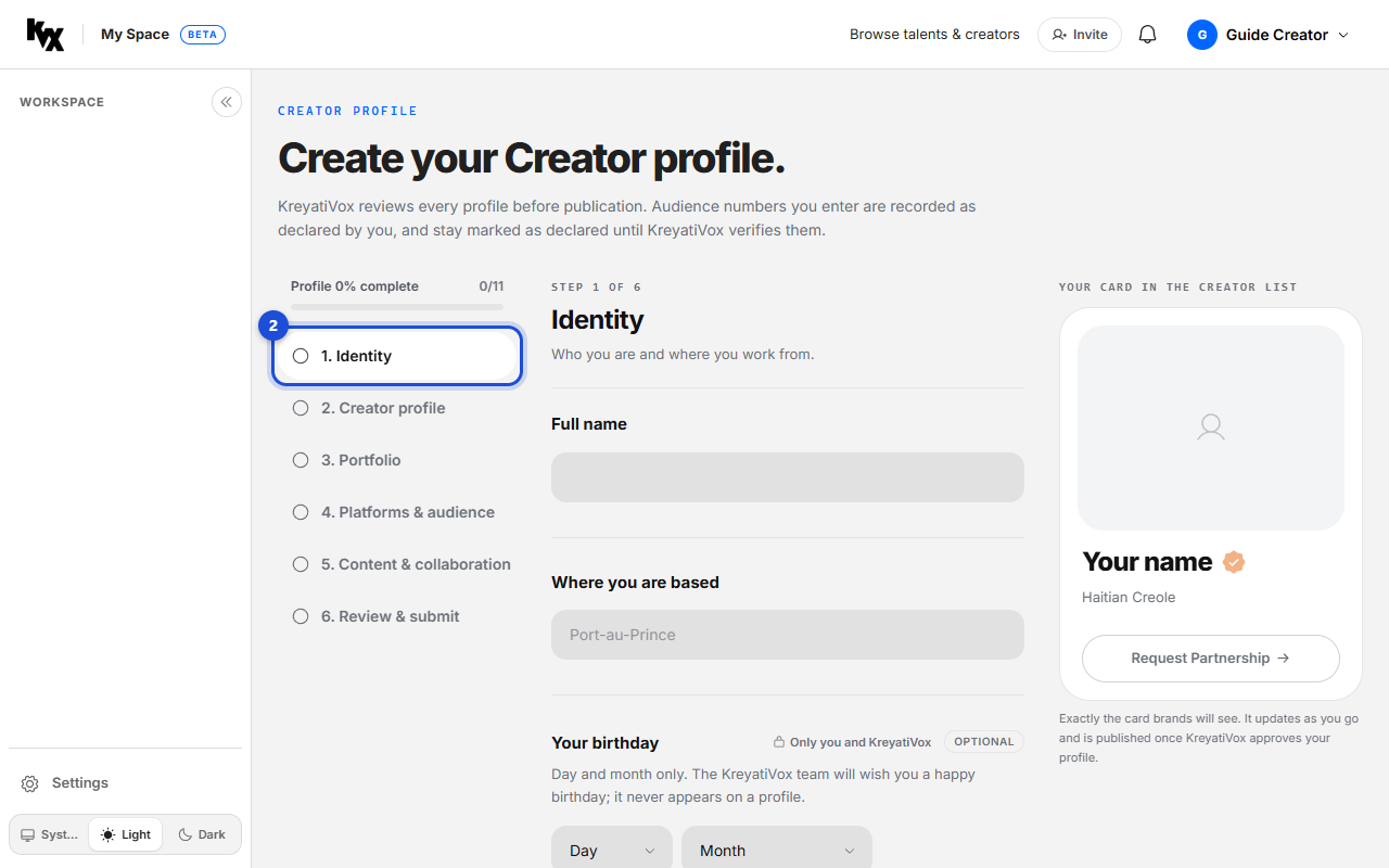 Step 2: Identity