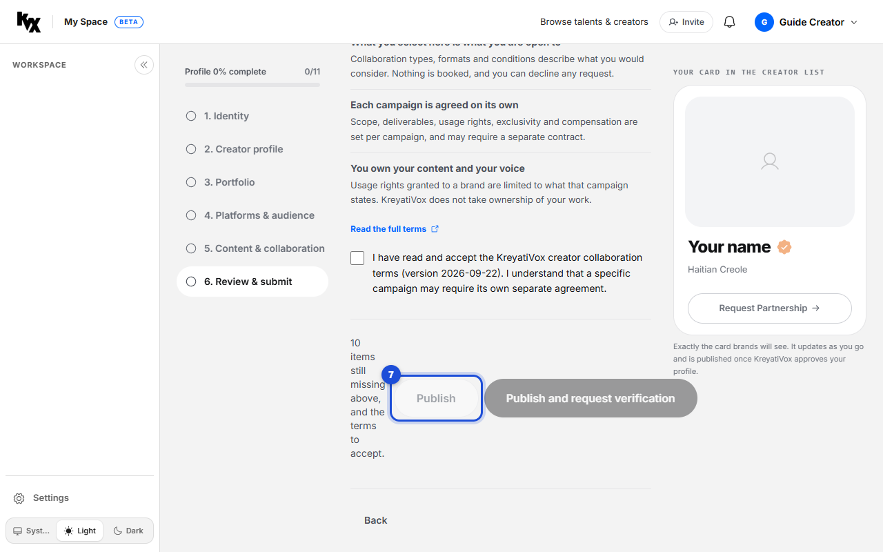 Step 7: Review and publish