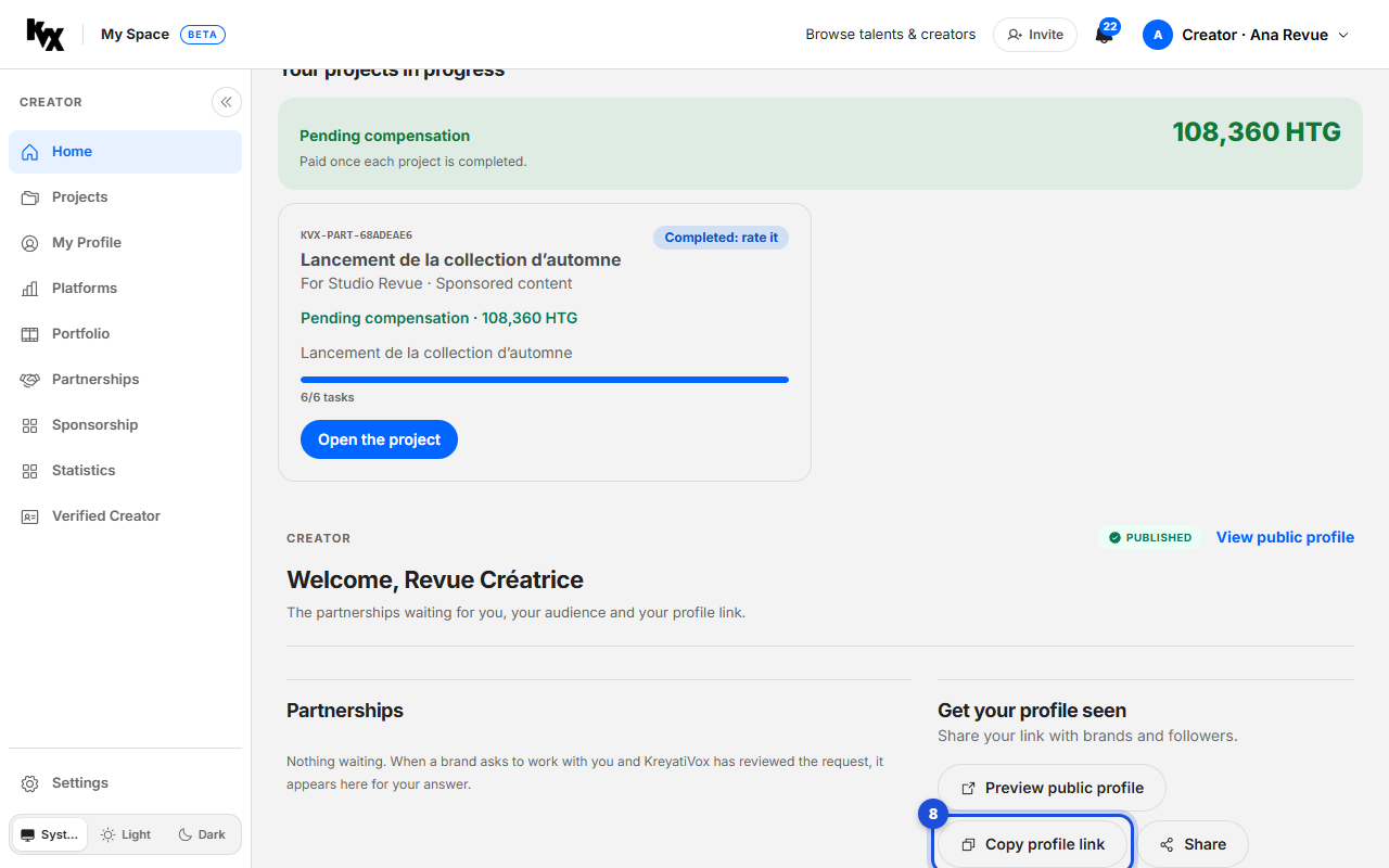 Step 8: Share your profile