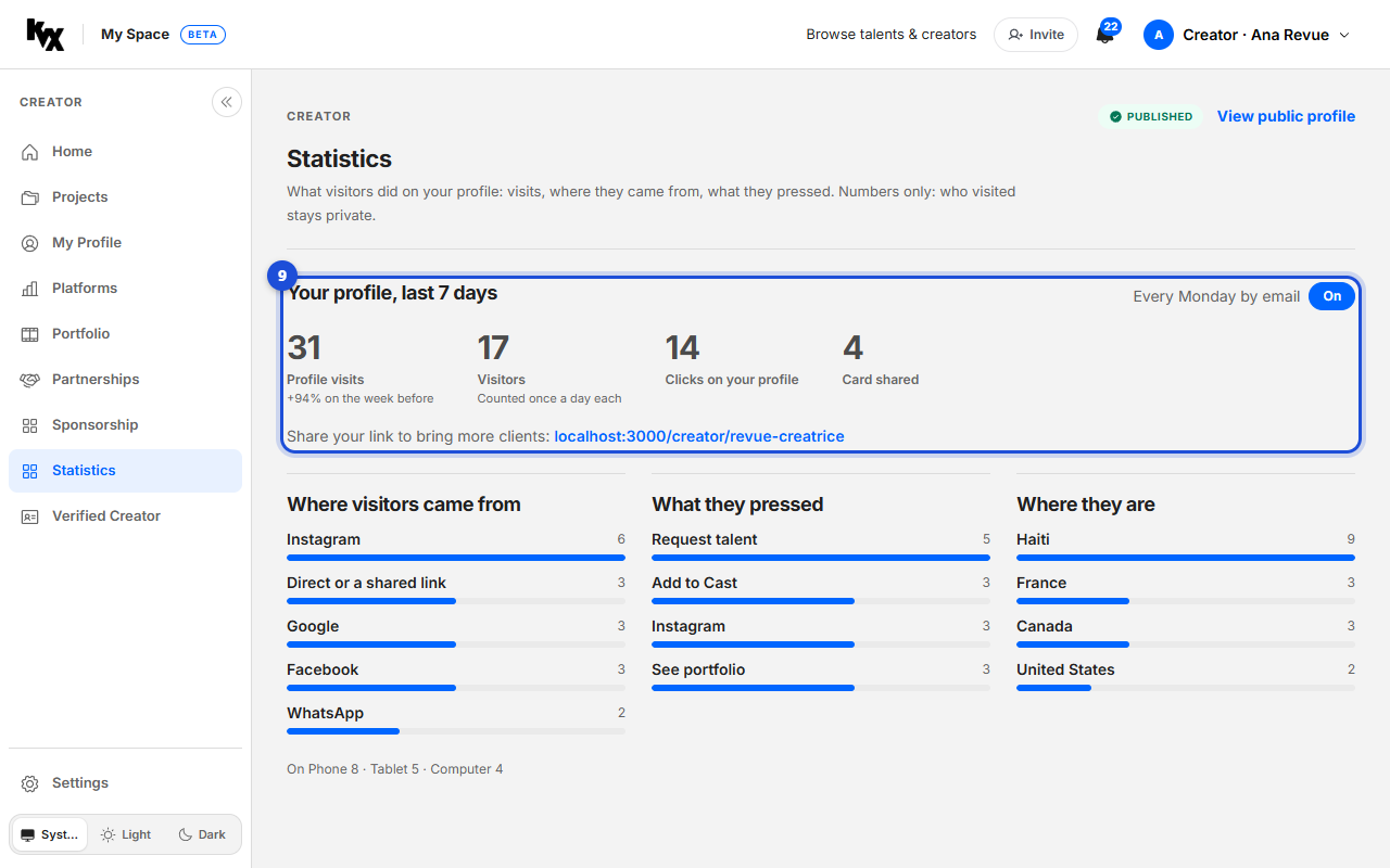 Step 9: Read your statistics