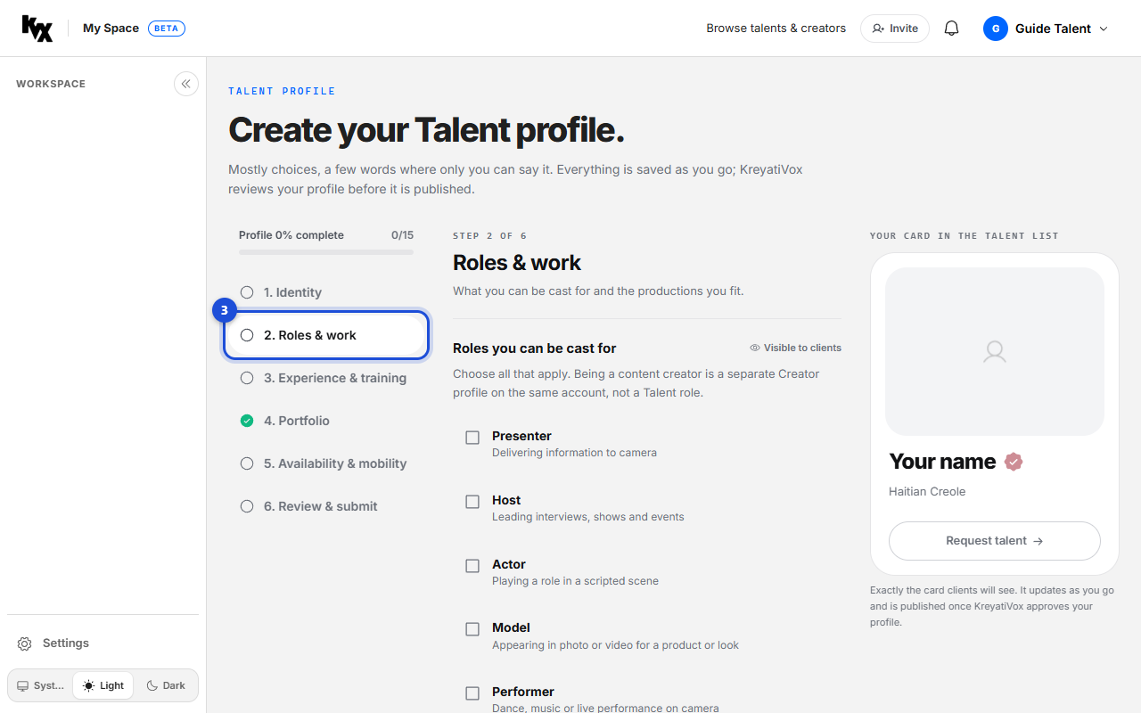 Step 3: Roles & work