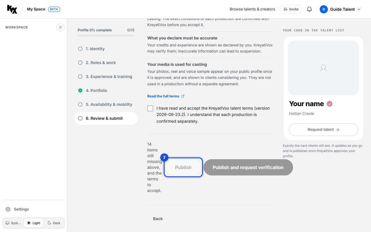 Step 7: Review and publish