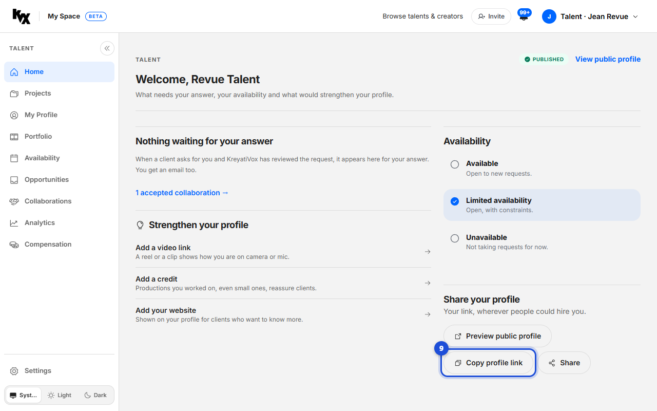 Step 9: Share your profile